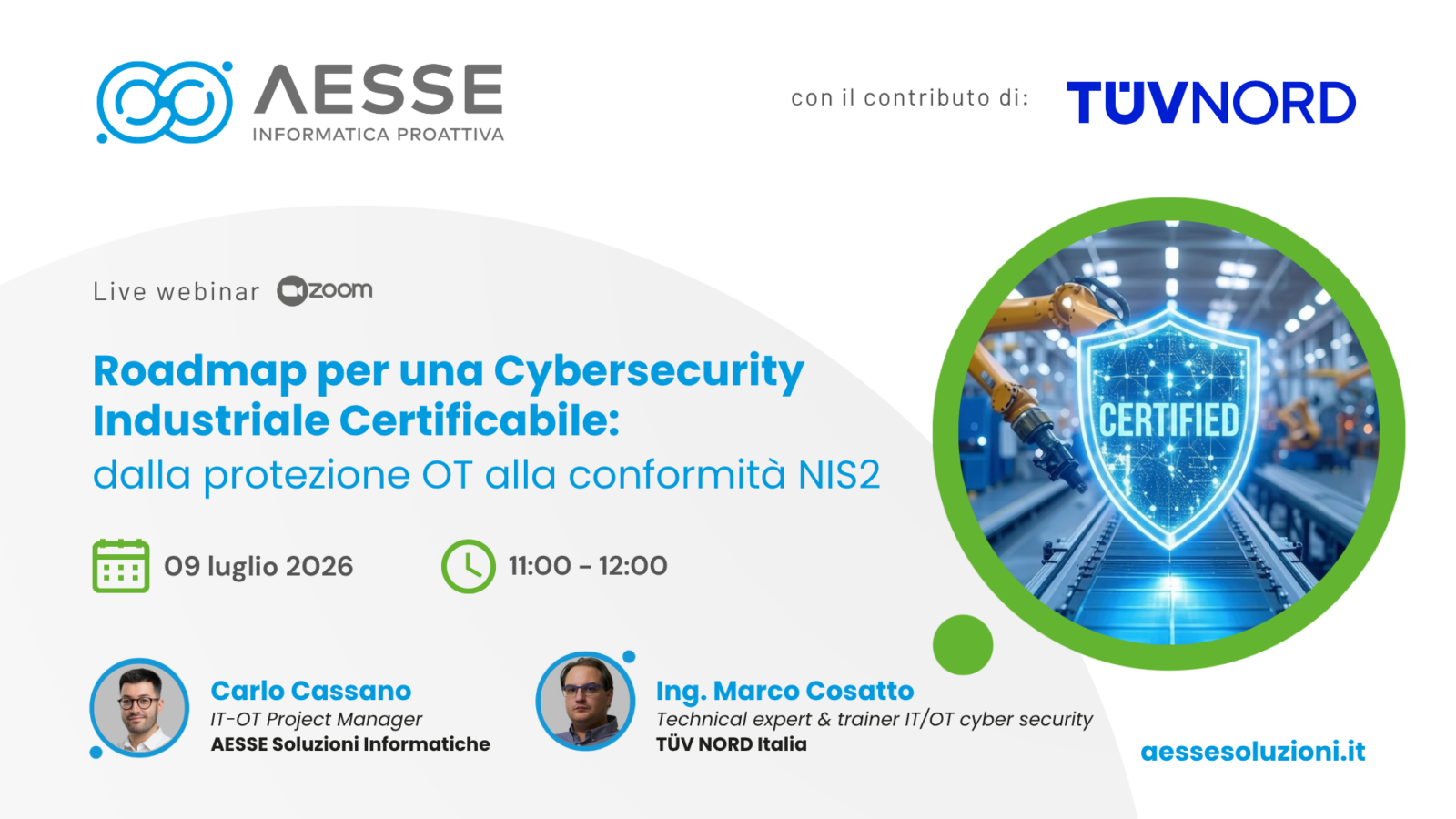 Roadmap per una Cybersecurity Industriale Certificabile: webinar con il contributo di TÜV NORD Italia